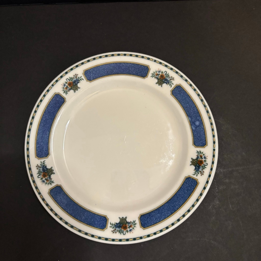 Syracuse Meridale Salad Plate 7 1/8" Blue Rim Fruit Basket